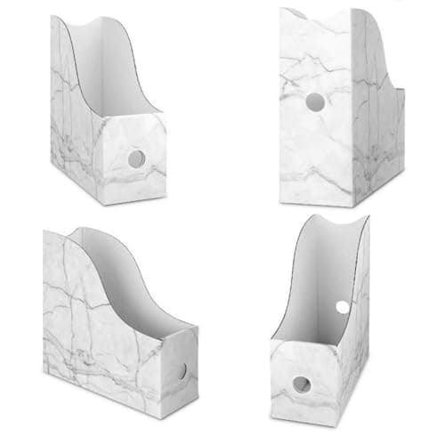 27x27x26cm Marbling Cardboard File Organizer, 3 Pack Desktop File Holder, Cardboard File Rack With Labels, Foldable A4 Folder Holder,Mag-azine Storage Box,Magaz-ine File Holder, Desktop File Organizer — view 5