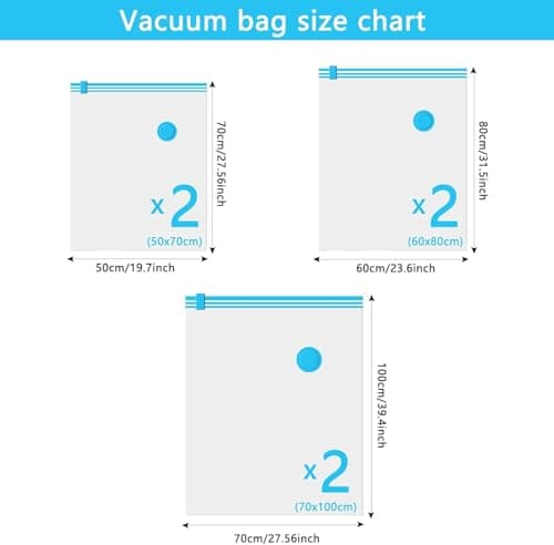 Vacuum Storage Bags - storage bag – Space Saver Bags for Clothes, Comforters, Blankets, Airtight, Reusable Compression Bags – Jumbo/Variety Sizes for Home & Suitcases (3, small (70x50cm)) — view 2