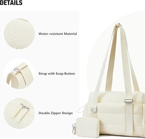 Small Gym Bag for Women 2-Piece Set – Mini Duffle with Wet Pocket & Coin Wallet, Lightweight Workout Tote with Shoe Compartment – Ideal for Gym, Travel, Yoga, and Sports (Beige) — view 3