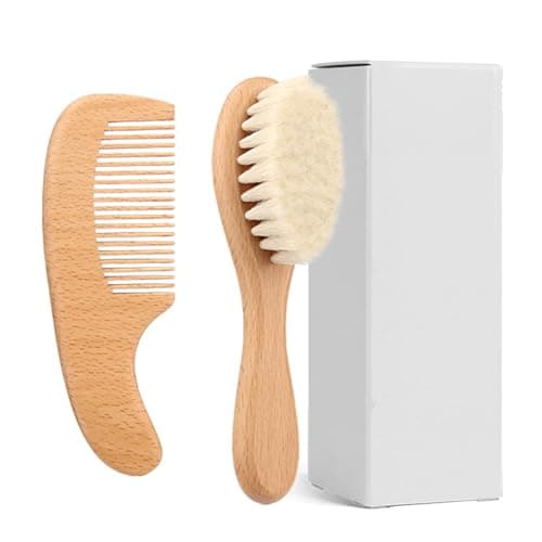 Sustainable Baby Grooming Set with Beechwood Comb and Woolen Brush for Safe Bathing and Daily Hair Care Baby Grooming — view 6