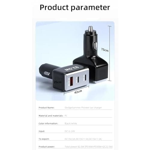 Car Charger Adapter Multi-Port 82.5W Type C High Speed Charging Power — view 6
