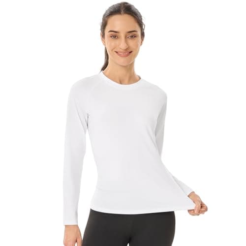 HYCOPROT 4 Pack Women's Thermal Compression Shirts Long Sleeve Fleece Lined Athletic Tops Winter Baselayer Workout Underwear Shirt Warm Wicking Crew Neck Basic Tee Gym Clothing Yoga Running Hiking — view 3