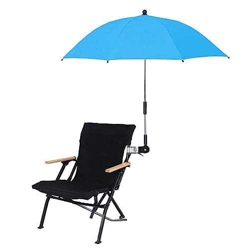Ponanor Chair Umbrella with Clamp, Portable Clip on Umbrella for Beach, Patio, Stroller, Sports Wheelchair, and Wagon, UV Protection Sun Shade (Blue)
