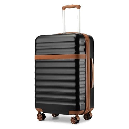 Kono Medium Suitcase 24 Inch Expandable Hardshell Luggage (Black/Brown)