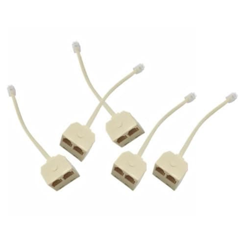 MUSISALY Rj11 Socket Splitter Telephone Plug Adapter Beige 5pcs