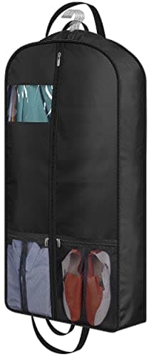 MISSLO 43" Heavy Duty Suit Bag Cover for Travel 6" Gusseted Suit Carriers for Men Women with 4 Handles and Pockets Hanging Garment Bag for Shirts, Coats, Dresses, Clothes