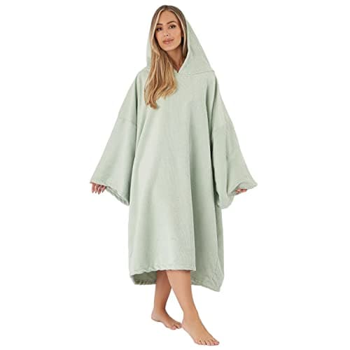 Brentfords Towel Poncho Adult Hooded Large Bath Swim Surf Beach Absorbent Microfiber Dry Changing Robe for Men Boys Quick Dry, Sage Green — view 5