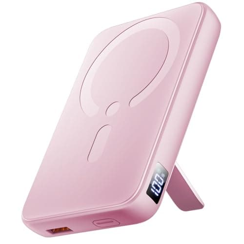 For MagSafe Power Bank, 12000mAh Portable Charger 22.5W with Stand, Pink