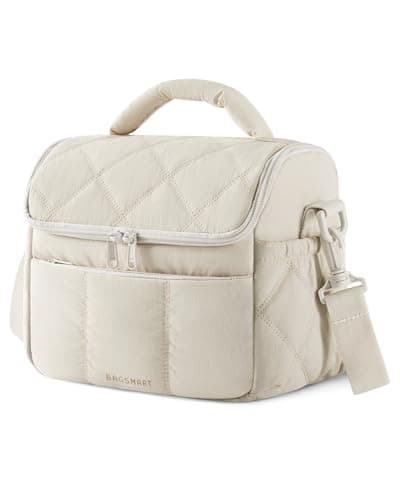 bagsmart Insulated Lunch Bags for Women, 6.7L Portable Lunch Box with Shoulder Strap Reusable Cooler Bag, Puffy Thermal Lunch Tote for Work/School/Picnic/Travel
