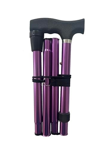Life Healthcare Folding Walking Stick, Adjustable Aluminium Cane, Purple — view 2