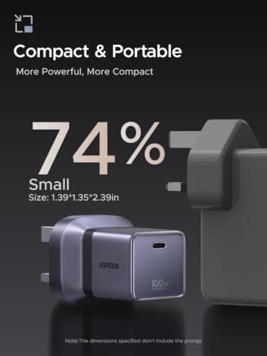 UGREEN Nexode Air 100W USB C Charger with Cable, Foldable GaN Fast Charger — view 3