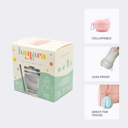 HANARA Collapsible Cup with Reusable Straw – 18 Oz (550 Ml), Portable Travel Mug, BPA-Free, Leak-Proof, Microwave & Dishwasher Safe, Multi-Purpose for Hot & Cold Drinks – Beige — view 5