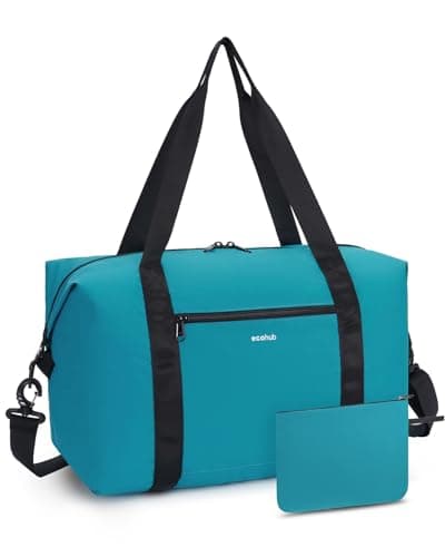 ECOHUB for Ryanair Cabin Bags 40x30x20, 2Pcs Foldable Underseat Holdall Carry On Bag, Anti-Tear Lightweight Travel Duffel Bag, Water-Resistant Overnight Weekend Bag for Women & Men, 24L-Bluegreen
