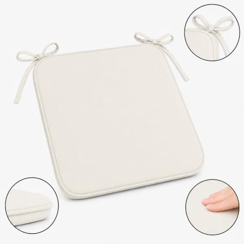 L S U Multi Pack Comfortable Seat Pad for Dining Chair Kitchen Garden with Tie on indoor Outdoor Foam Cushions (Cream, 4) — view 3