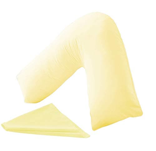 HOMES-LINEN Orthopaedic V-Shaped Pillow Extra Cushioning Support For Head, Neck & Back (Lemon, V-Pillow With Cover)