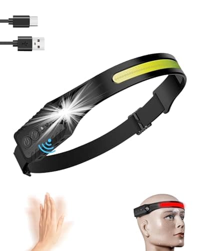 Zumhigh Rechargeable Head Torch with Real-Time Battery Indicator PX4 Waterproof Headlamp Perfect for Camping, Hiking, Night Runs
