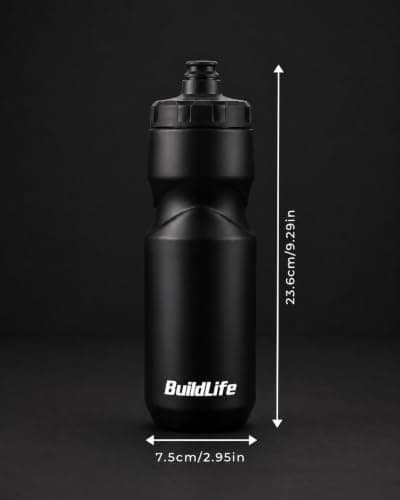 BuildLife 2 Pack Sports Water Bottle, 710ML Squeeze Water Bottle, Biking Water Bottles, BPA Free & Leakproof Cycling Bottles for Hiking, Outdoor Sports Dishwasher Safe (2pcs Black) — view 6
