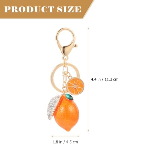 CALLARON Rhinestone Lemon Keychain Lightweight Alloy Fruit Pendant Keyring for Women Decorative Bag Charm Travel Accessory — view 2