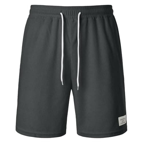 NNGOTD Mens Cargo Shorts Combat Casual Cotton Elastic Waist Shorts with Multi Pockets Workwear Open Hem Tracksuits Trousers Slacks Slim Fit Stretch Jogger Sweatpants （Dark Gray,M） — view 2