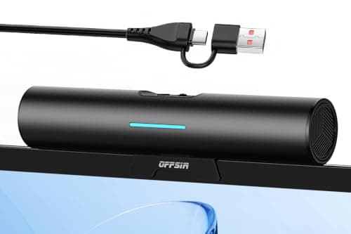 Computer Speakers for Desktop PC Monitor, USB or Type C Plug-in Soundbar, Clip-On Speaker, Wired Laptop Gaming Speakers with Volume Wheel & One-Touch Mute, Compatible with Mac Windows iPhone iPad