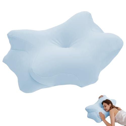 Cervical Pillowcase for Butterfly Shaped Memory Foam Neck Support Pillows, Breathable Ergonomics Pillow Cover with Zipper, Replacement Case for 63x42.5cm Sleeping Pillows (Cover Only)(Sky Blue)