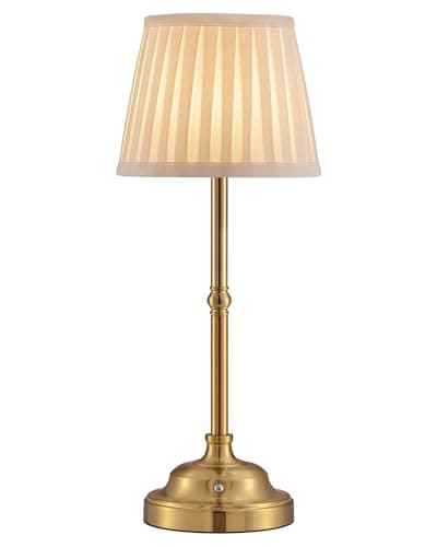 NEWSEE Rechargeable Cordless Table Lamp, Portable Dimmable LED Retro Bedside Light, 4000mAh Battery Powered Lamp, Suitable for Indoor, Outdoor, bar,Camping (Bronze + Beige Lampshde)