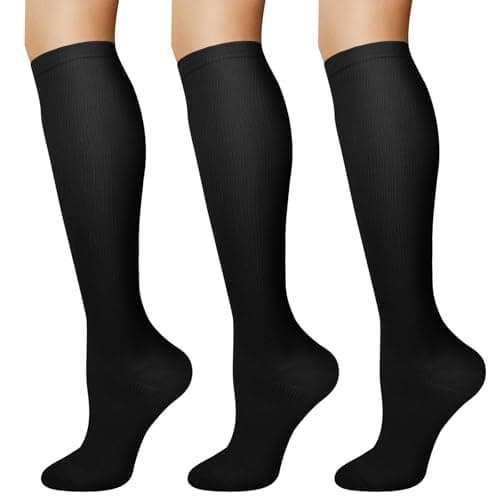 DiULi 3 Pairs Knee High Socks for Men and Women, Black, L/XL