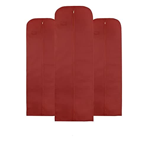 Wedcova Dress Bag | Hanging Garment Bags | Full Length Travel Covers | Wedding Long Clothes Storage Cover with Zipper for Women | 72 Inch (182cm) | Pack of 3 | Maroon