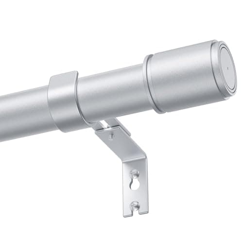 PeSenp Curtain Poles 77-380cm, 25mm Diameter Silver Extendable Curtain Pole