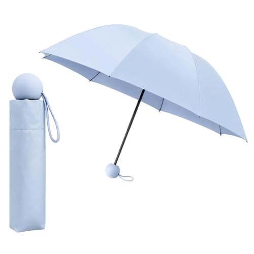 BMLIMITED BML Blue Mini Folding Umbrella Windproof Travel Umbrella for Women Lightweight Portable Compact Rain Umbrella with UV Sun Protection