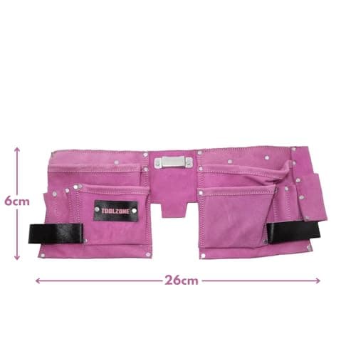Dunnet Tools Pink 11 Pouch Tool Belt – Adjustable Work Belt with Multi Pocket Tool Organiser, Lightweight Utility Tool Storage with Hammer Loops & Tape Holder for DIY & Gardening — view 2