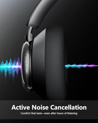 Wentronic Y03 Bluetooth Headphones Wireless Active Noise Cancelling Over Ear Headphones 48 Hours Playtime 6 EQ Music Mode High Sound Quality Headphones with Soft Ear Cushion - Grey — view 4