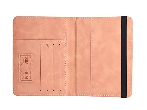 Voyana RFID Blocking Passport Holder, PU Leather Travel Wallet for Men and Women, Slim Cover for Passport, Boarding Pass, Credit Cards and Cash (Pink) — view 2
