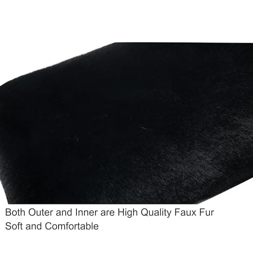Rulala Fancy Faux Fur Hand Muffs for Women Winter Warm Arm and Hand Warmer with PU Leather Strap Include Pockets, Black, 13.8 * 7.88 — view 5