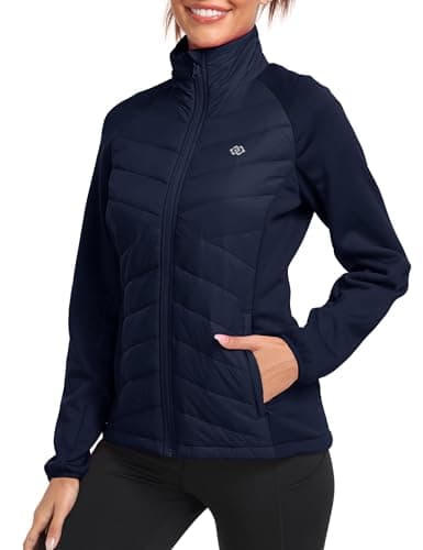MoFiz Womens Jackets Lightweight Quilted Hybrid Puffer Jackets Navy US L — view 2