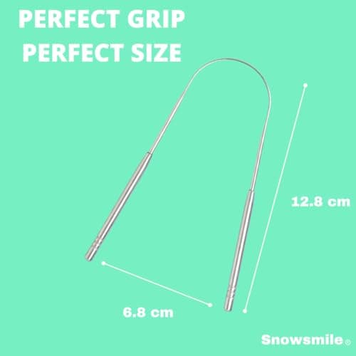Tongue Scraper for Adults 2 Pcs with Cases Snowsmile (Oral Care Pack) Stainless Steel Tongue Cleaners Reduce Bad Breath 100% Metal Tough Scrapers Men and Women Hygiene Product with Travel case — view 3