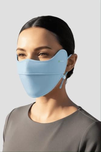 ANNIOU UPF 100 Sun Protection Face Mask – Lightweight Cooling UV Face Cover for Men & Women, Breathable Antibacterial Fabric, Adjustable Ear Loops for Outdoor Cycling, Running & Travel (Light Blue) — view 2