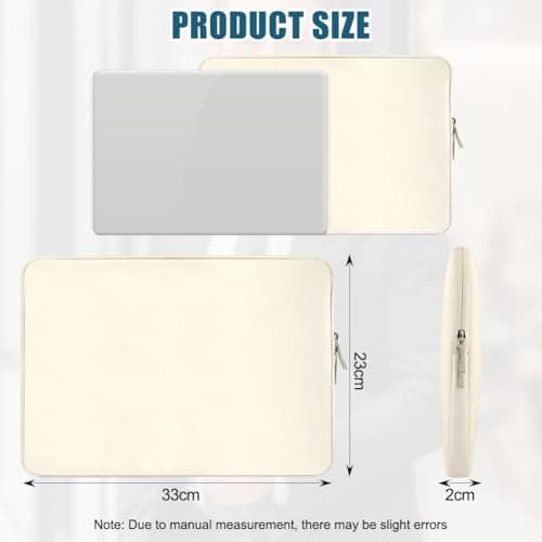 Adiwo Laptop Sleeve for 13 Inch, 360° Protective Puffy Laptop Sleeve, Two-Way Metal Zipper, Hidden Stitching, Compatible with 13 Inch MacBook, Asus, Dell, HUAWEI, iPad Pro/Air, Beige — view 2