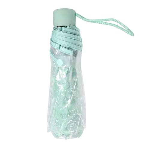 Tiiyee Clear Folding Umbrella, Cherry Blossom for Travel Rain (Green) — view 2