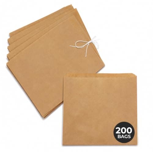 ezkart Pack of 200 - Versatile Brown Paper Bags for Groceries, Vegetables, Bread, & Fruits- Ideal as Sandwich, Cake, Paper Food Bags, Pick and mix bags Sweet Bags (200, 7x7 Inch)