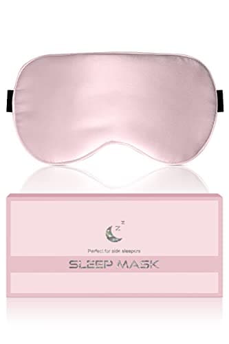 Aosun Silk Sleep Mask, 22-Momme 100% Pure Mulberry Silk Light-Blocking Eye Mask with Adjustable Strap, Hypoallergenic, Gifts for Women and Men(Pink)