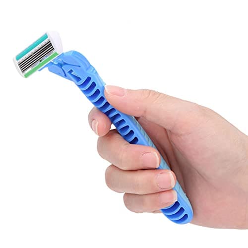 Brrnoo Manual Shaver 6 Blade with Lubricating Strip for Travel Shaving, Blue — view 3