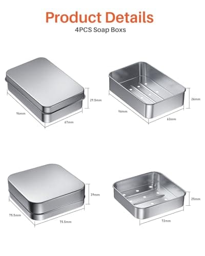 ANVINKU Travel Soap Cases 4PCS, Aluminium Metal Soap Dish With Lid — view 2