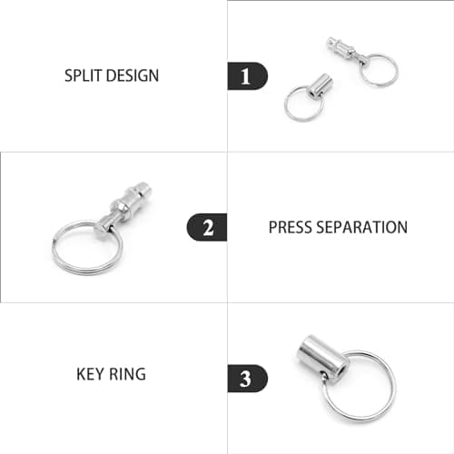 JinliangGuo 6Pcs Stainless Steel Quick Release Keychain Set Convenient Practical Metal Detachable Key Ring Pull Apart Snap Double Ring for Outdoor Travel Home Office — view 3