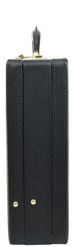 Leather Attache Case Twin Combination Lock Briefcase Expandable Organiser HOL1196 Black — view 3