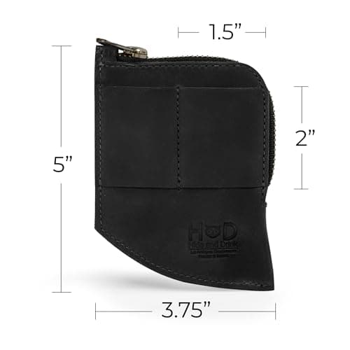 Hide & Drink, EDC Pocket Wallet, Curved Cash Organizer, Slim Front Card Holder, Money Clip, Full Grain Leather, Handmade Travel Accessories, Charcoal Black, Charcoal Black, Classic — view 4