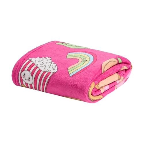 OHS Fleece Blanket Sofa Throw, Gifts for Teenage Girls Boys Super Soft Warm Cosy Sweetie Pies Throw Blanket Decorative Kids Rooms Sleepovers Single Bed Throws, Magenta - 125 x 150cm