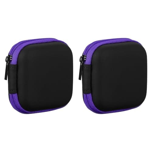 sourcing map Earphone Case EVA Hard Shell Zipper Bags 75x35x75mm Purple 2Ps