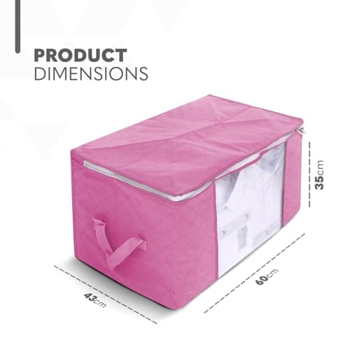 Delka 90L Storage Bags with Lids, Large Storage Boxes with lids, Storage Unit for Clothes, Blankets, Toys, Pack of 3 Foldable Organizers with Reinforced Handles and Clear Window (Dusty Pink, 90L) — view 2