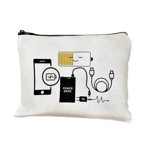 Cable Organiser Travel Accessories Bag, Cream, Black Zip, 1-Piece